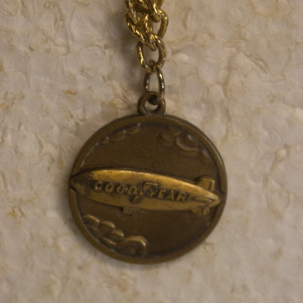 Goodyear Blimp Vintage Charm/Medallion on Gold-Tone Chain Bracelet
